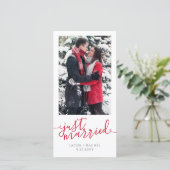 Faire-part Juste marié Rouge Script photo Mariage de Noël (Debout devant)