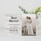 Faire-part Juste Marié Rustic Bleached Wood Mariage photo (Debout devant)