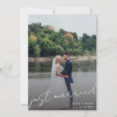 Faire-part Juste Marié Script superposition Mariage photo ver (Devant)