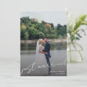 Faire-part Juste Marié Script superposition Mariage photo ver (Debout devant)