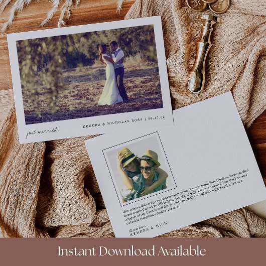 Faire-part Juste Mariés | Photo de mariage recto-verso