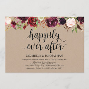 Faire-part Kraft de réception de mariage champêtre