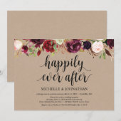 Faire-Part Kraft de Réception de Mariage Floral Bo (Devant / Derrière)