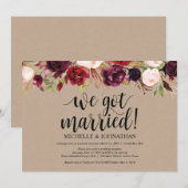 Faire-part Kraft de Réception de Mariage Floral Bo (Devant / Derrière)