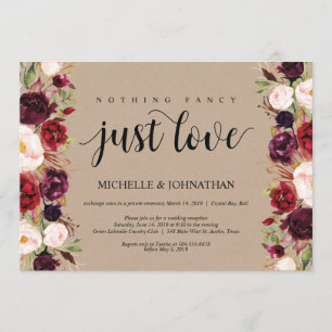 Faire-part Kraft de réception de mariage floral en