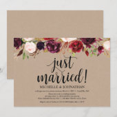 Faire-part Kraft de réception de mariage floral en (Devant / Derrière)