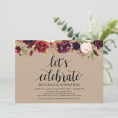 Faire-Part Kraft de Réception de Mariage Intime Fl (Debout devant)