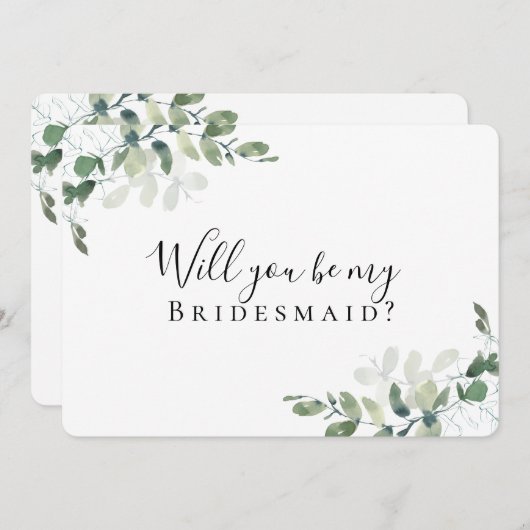 Faire-part Kraft Eucalyptus Serez-Vous Ma Servante D'Épouse ? (Devant / Derrière)