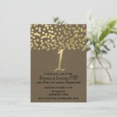 Faire-part Kraft rustique chic moderne feuille d'o (Debout devant)