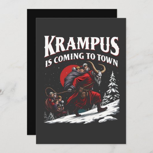 Faire-part Krampus arrive à Town Krampus Noël (Devant / Derrière)