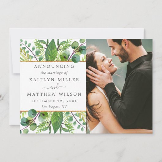 Faire-part La Collection Mariage Verdure & Or (Devant)