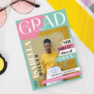 Faire-part La couverture de magazine de photos de diplômés te