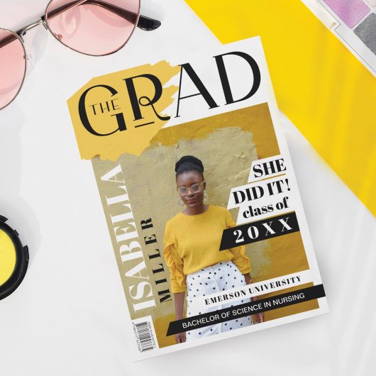 Faire-part La couverture du magazine Grad Fun Trendy Graduate
