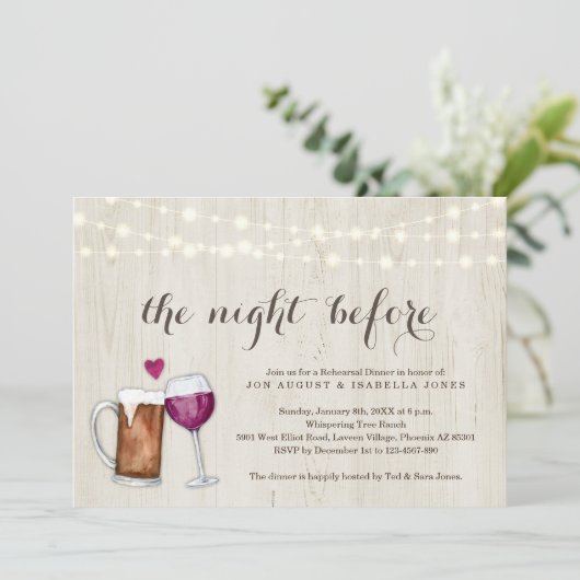 Faire-part La Nuit Avant Le Dîner De Répétition De Bières Et (Debout devant)
