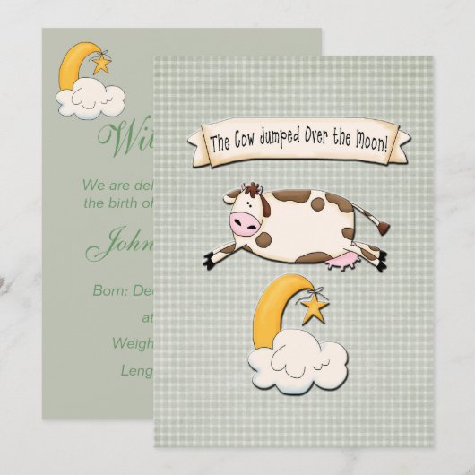 Faire-part La vache a sauté au-dessus de la lune (Devant / Derrière)