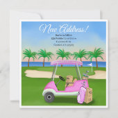 Faire-part Ladies Pink Golf Cart Moving Boxes Beach Golf (Devant)