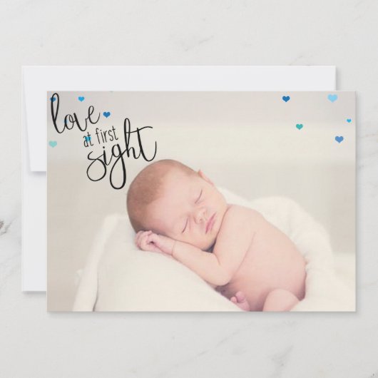 Faire-part L'Amour À La Première Vue Naissance Du Bébé (Devant)