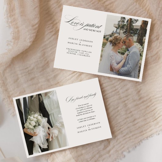 Faire-part L'amour élégant est patient, mais nous ne sommes p