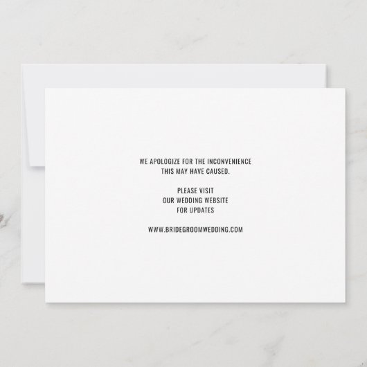 Faire-part L'amour est Infectieux Covid19 Mariage Postponemen (Dos)