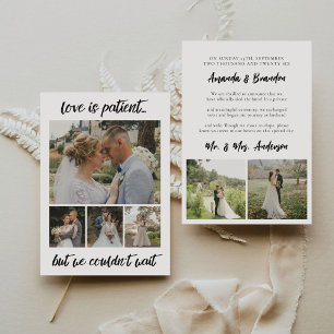Faire-part L'amour est patient 6 Mariage photo Elopement anno