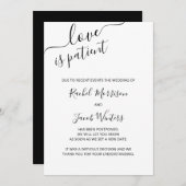 Faire-part L'amour est patient Élégant Script Postponction (Devant / Derrière)