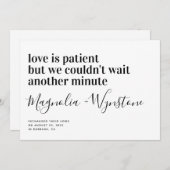 Faire-part L'amour est patient La typographie moderne Elopeme (Devant / Derrière)