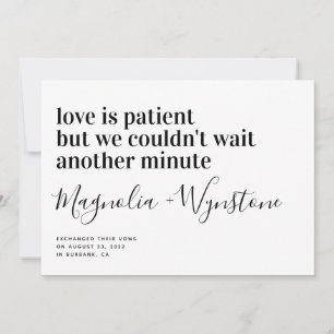 Faire-part L'amour est patient La typographie moderne Elopeme