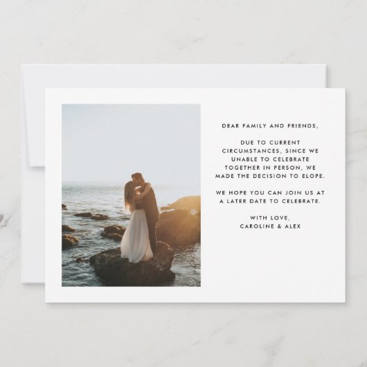 Faire-part L'amour est patient, mais nous ne sommes pas Elope (Dos)