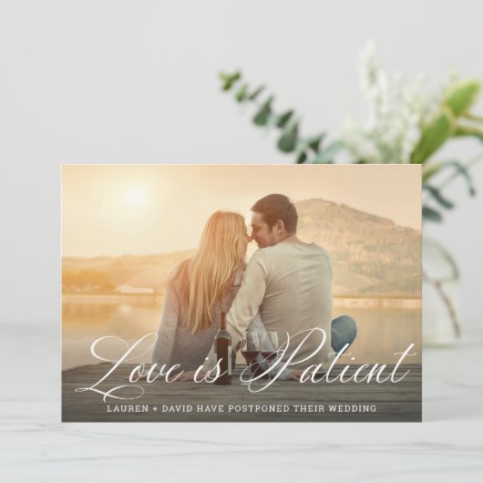 Faire-part L'amour est Patient Romantique Script Photo Mariag (Debout devant)