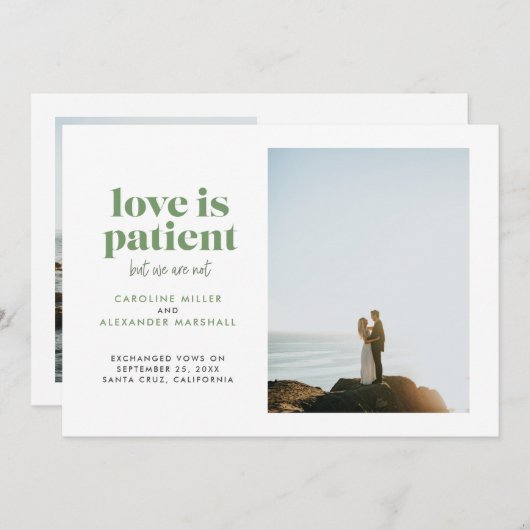 Faire-part L'amour vert est patient mais nous ne sommes pas e (Devant / Derrière)