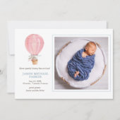 Faire-part Lapin en montgolfière Baby photo naissance (Devant)