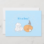 Faire-part Lapin gris bleu bébé garçon naissance (Dos)