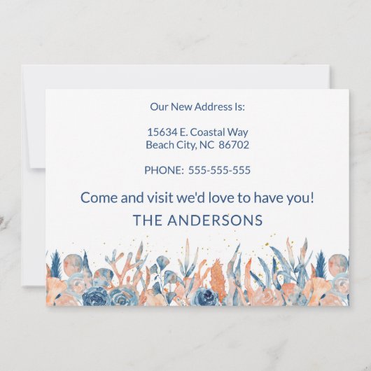 Faire-part L'aquarelle est partie du littoral Nous avons dépl (Dos)