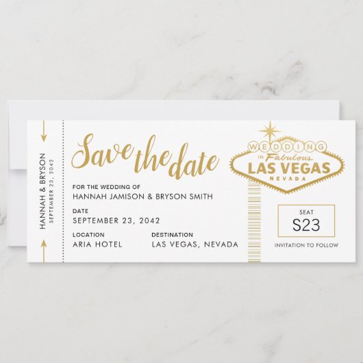 Faire-part Las Vegas Mariage Boarding Pass Enregistrer la car (Devant)