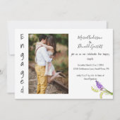 Faire-part Lavande d'aquarelle fiançailles et fleurs vertes (Devant)