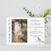 Faire-part Lavande d'aquarelle fiançailles et fleurs vertes (Debout devant)