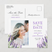 Faire-part Lavender Enregistrer la date Carte Postale Simple  (Devant / Derrière)