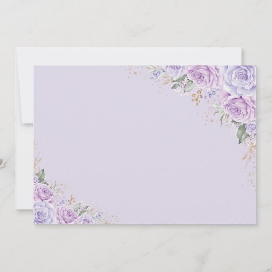Faire-part Lavender Gold Roses Quinceanera Enregistrer la dat (Dos)