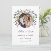 Faire-part Lavender Photo Enregistrer la date Annonce (Debout devant)