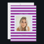 Faire-part Lavender Purple Prep High School Photo Grad Cards<br><div class="desc">Part of Grad Collection - Add your custom matching envelope, stickers, and more Announce your graduate’s achievement with this retro and preppy graduation announcement card. Featuring a modern photo layout and clean typography, this design is perfect for high school graduates celebrating the Class of 2026. Fully customizable with your own...</div>