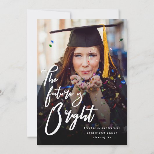 Faire-part L'Avenir Est Lumineux Gras Script Graduation Photo (Devant)
