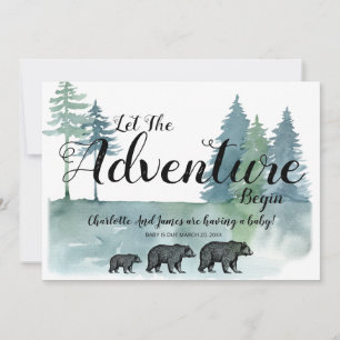 Faire-part L'aventure commence aquarelle Ours Baby shower