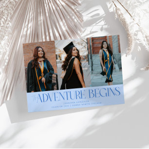 Faire-part L'Aventure Commence Bleu Glacé Grad Multi Photo