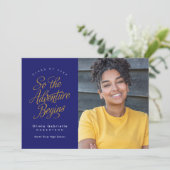 Faire-part L'Aventure Commence Donc La Graduation Jaune Bleu (Debout devant)