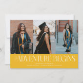 Faire-part L'aventure Commence Jaune Grad Multi Photo (Devant)