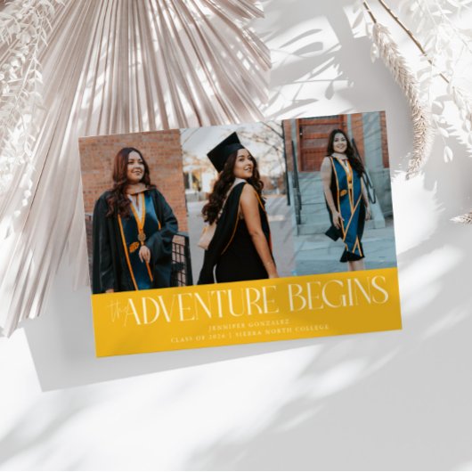 Faire-part L'aventure Commence Jaune Grad Multi Photo