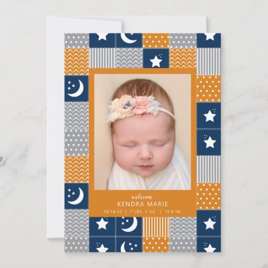 Faire-part LE BÉBÉ DU MONDE | Moon & Stars Birth Announcement (Devant)