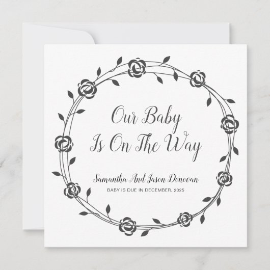 Faire-part Le Bébé Est En Route Flower Bud Wreath Pregnancy (Devant)