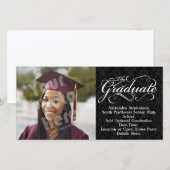 Faire-part Le diplômé, Élégant diplôme noir (Devant / Derrière)