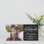 Faire-part Le diplômé, Élégant diplôme noir (Debout devant)